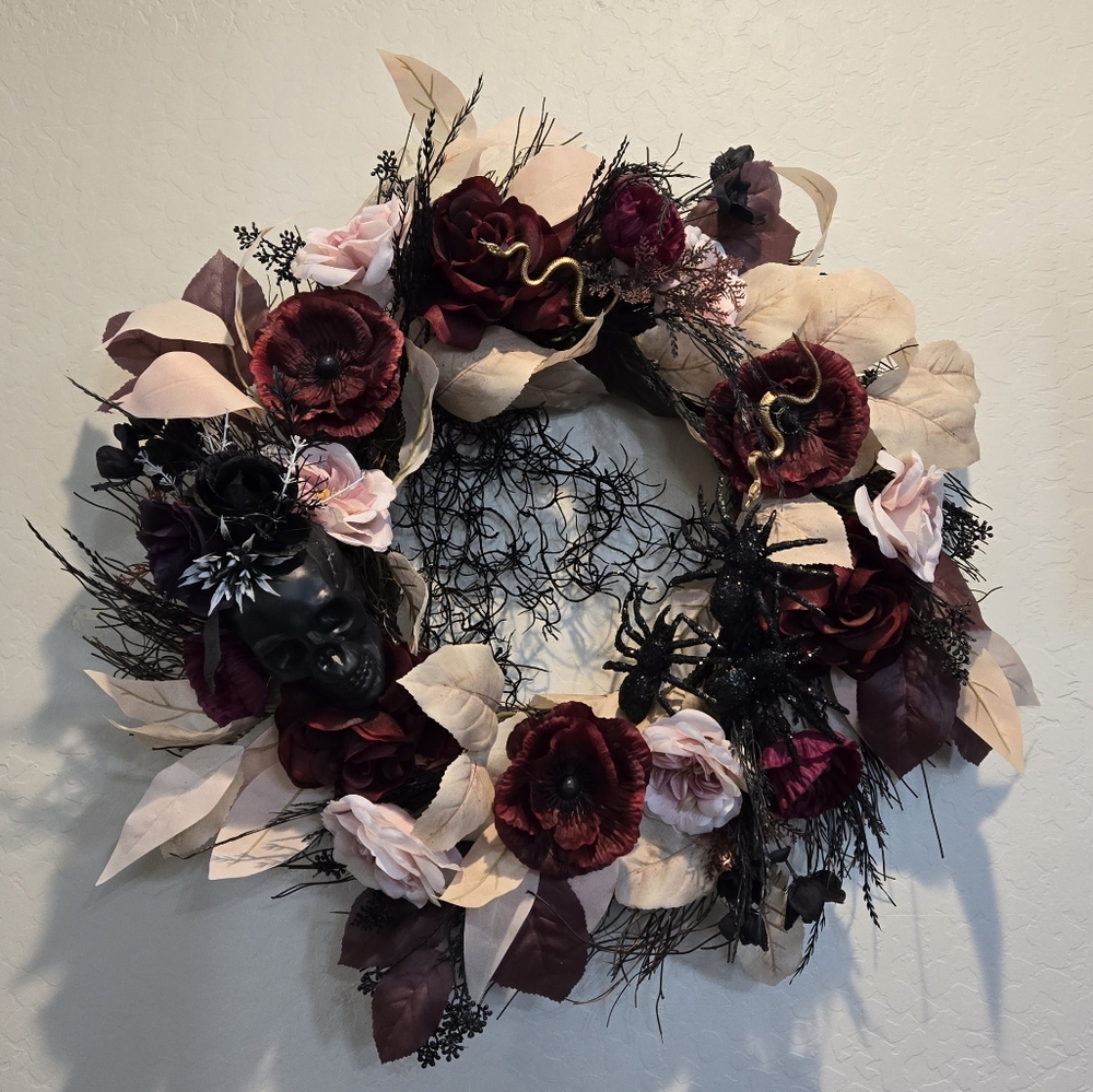 Halloween Wreath by Ashland Skulls Snakes and Spiders With Haunting Beauty